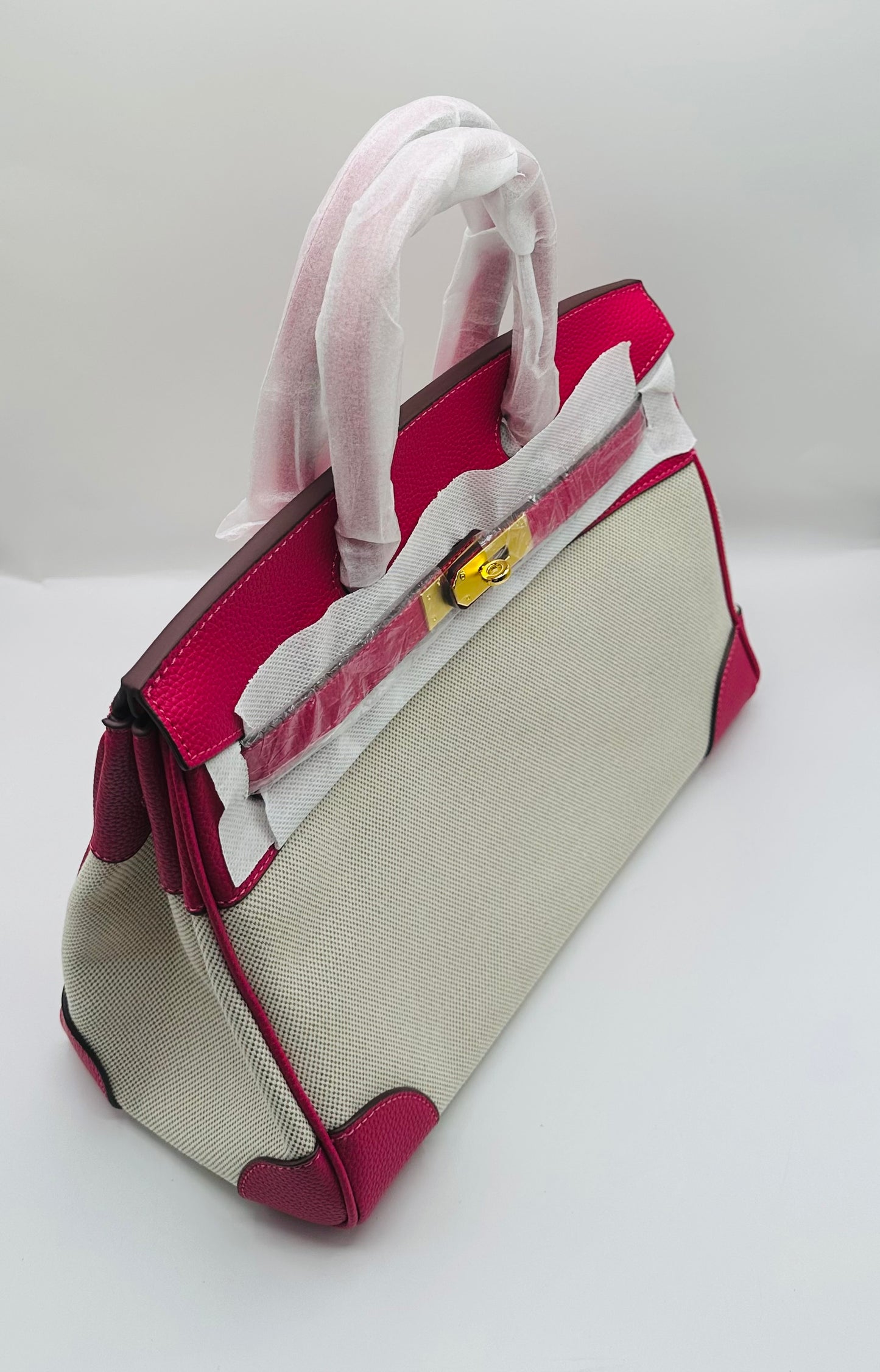 Deluxe Full grain cowhide leather with canvas Satchel handbag