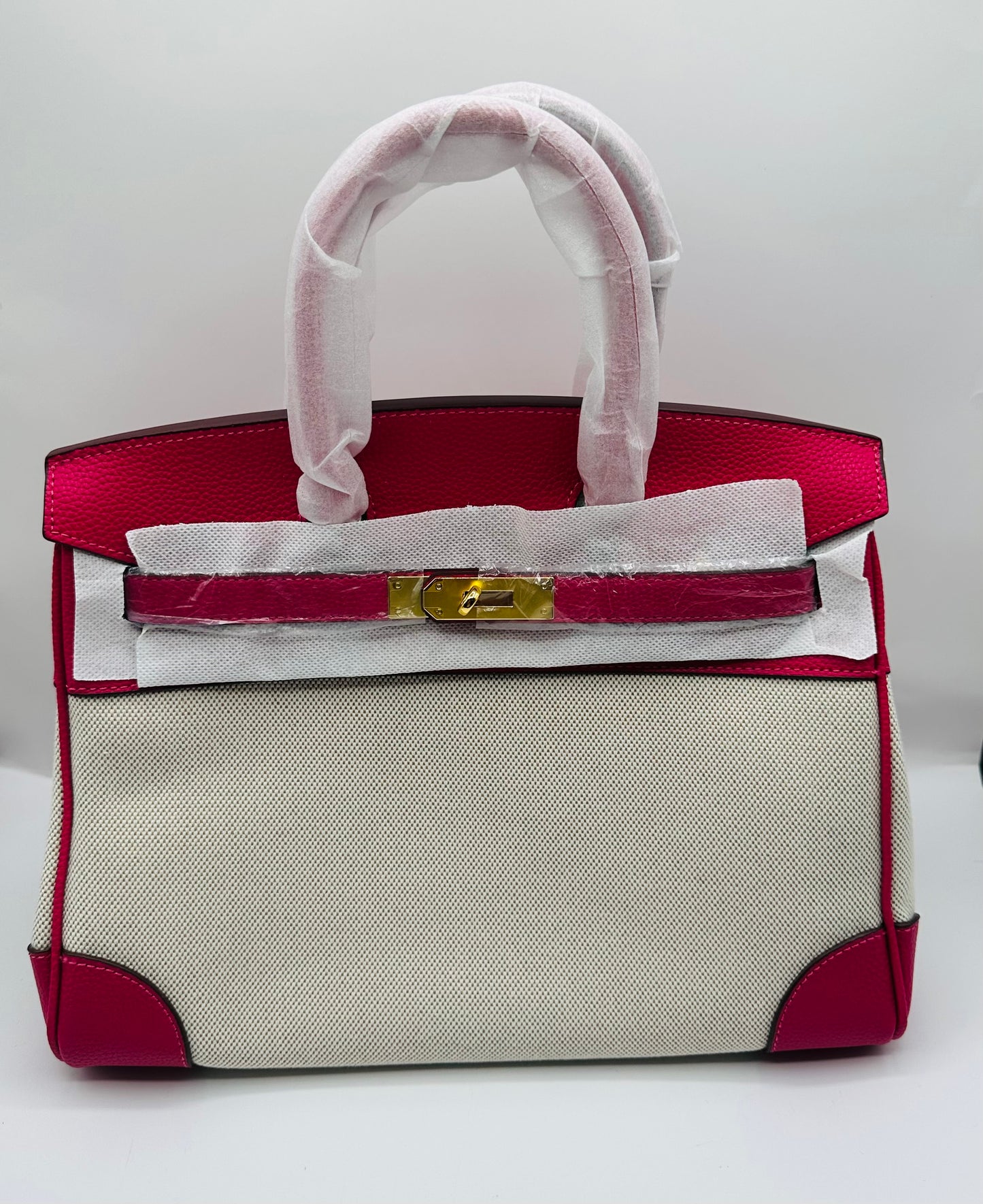 Deluxe Full grain cowhide leather with canvas Satchel handbag