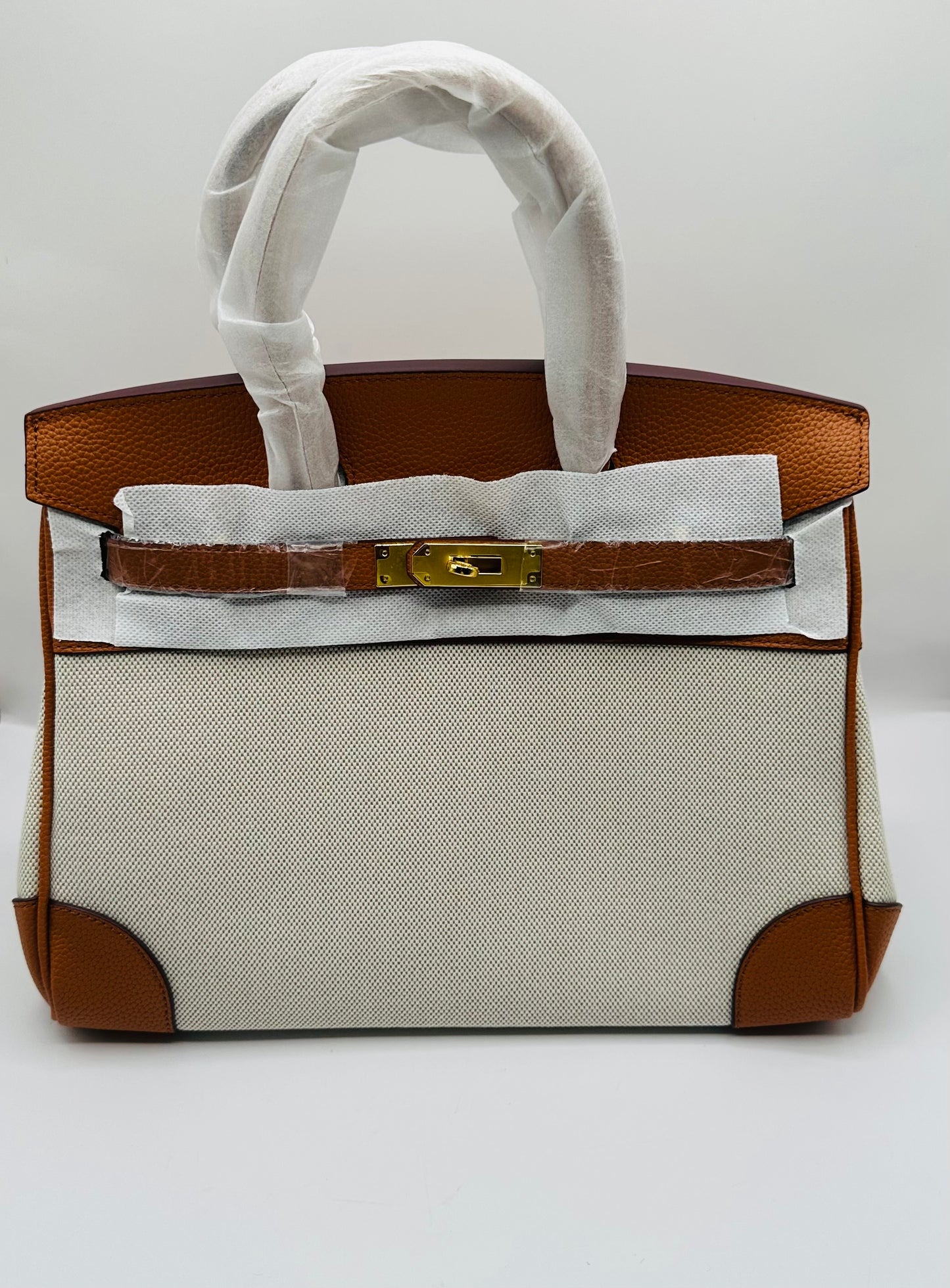 Deluxe Full grain cowhide leather with canvas Satchel handbag