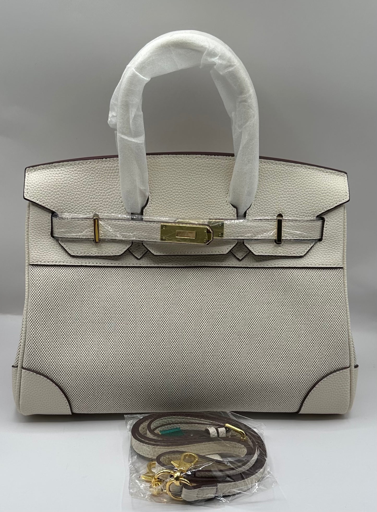 Deluxe Full grain cowhide leather with canvas Satchel handbag
