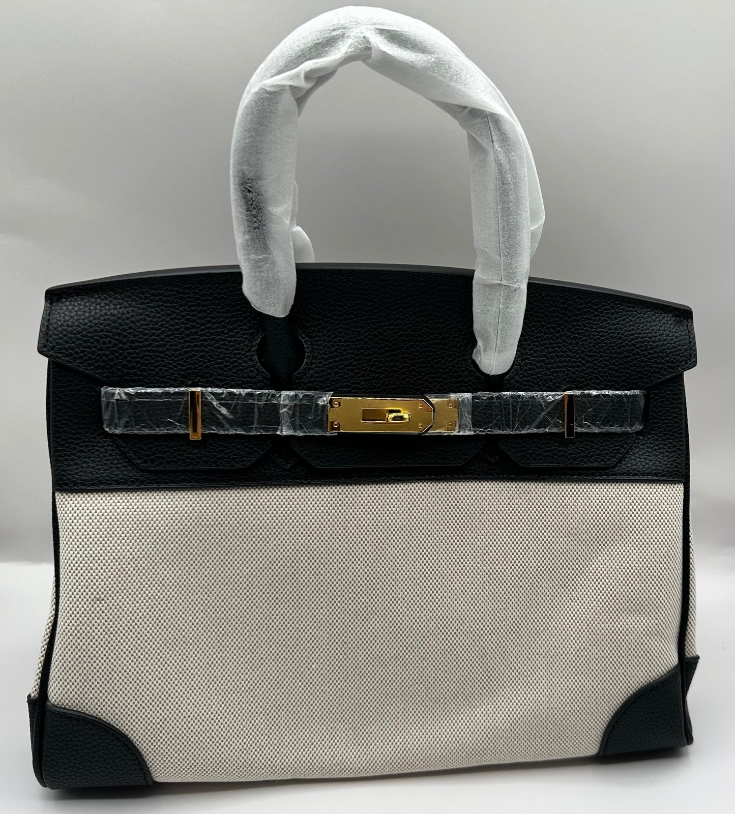 Deluxe Full grain cowhide leather with canvas Satchel handbag