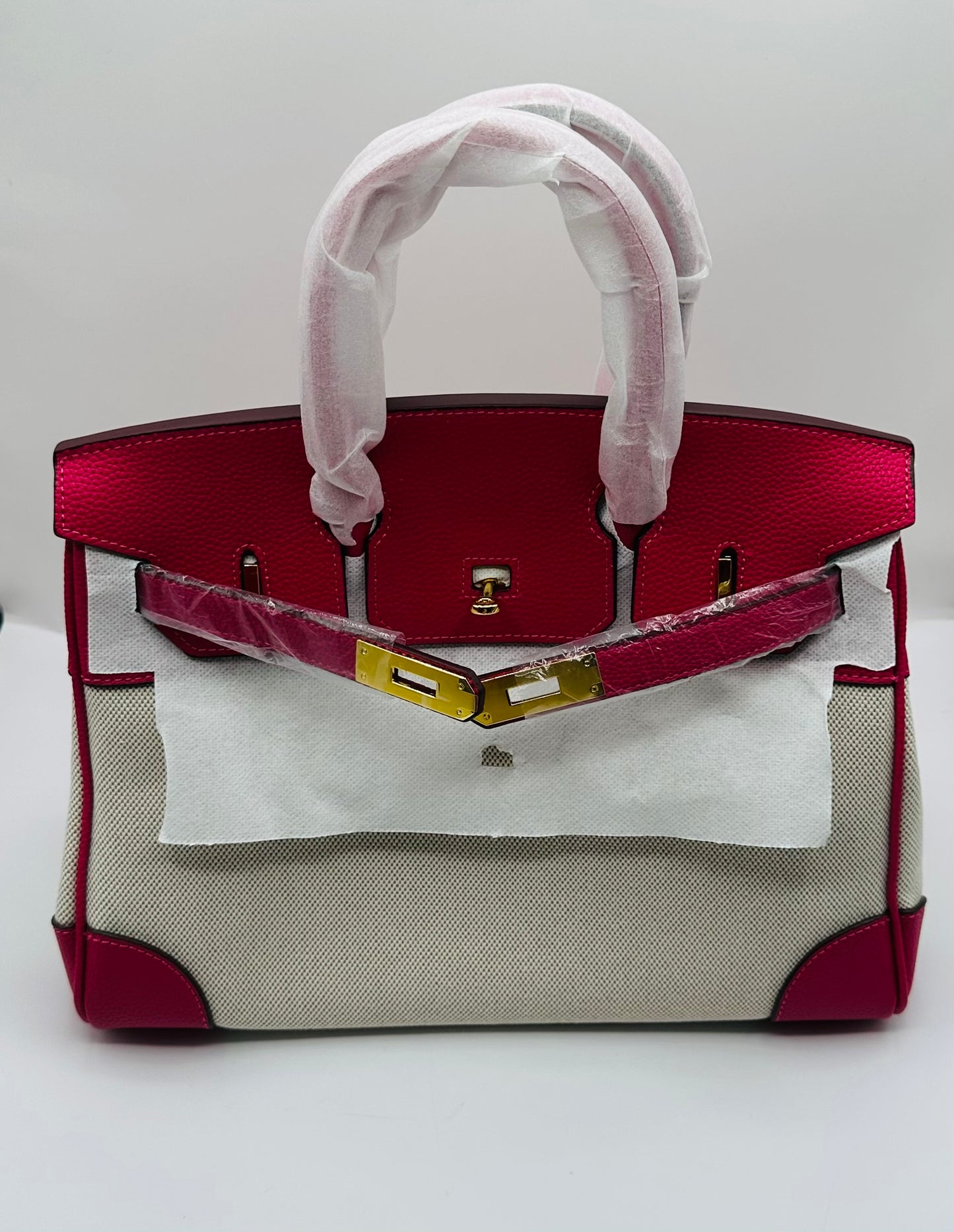 Deluxe Full grain cowhide leather with canvas Satchel handbag