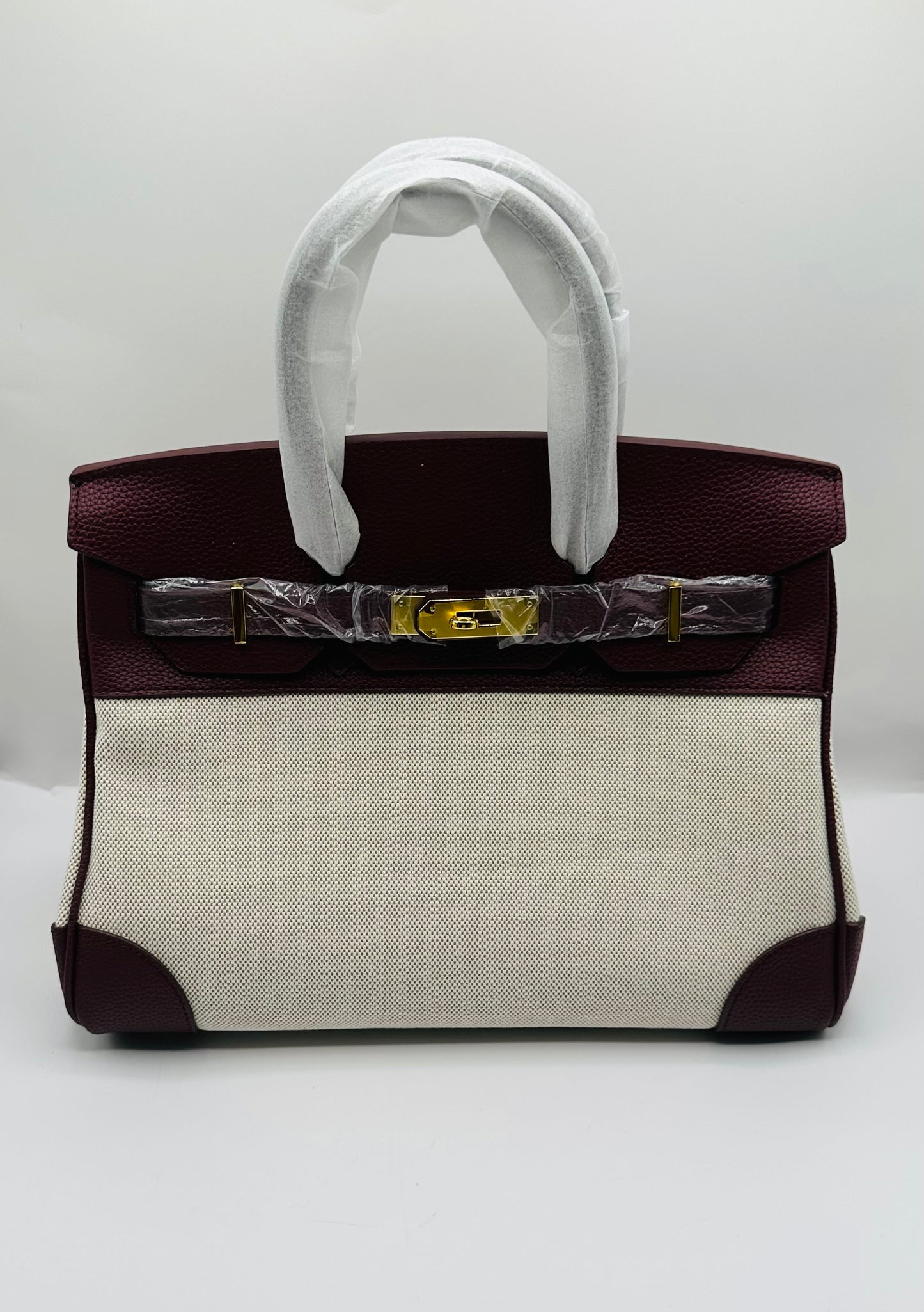 Deluxe Full grain cowhide leather with canvas Satchel handbag