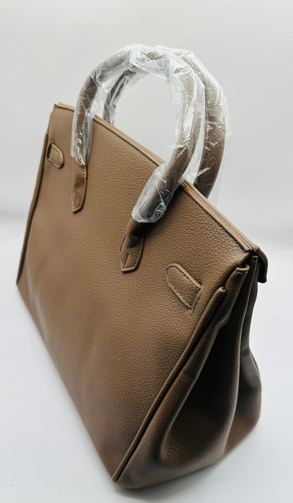 Affordable grain cowhide leather handbag