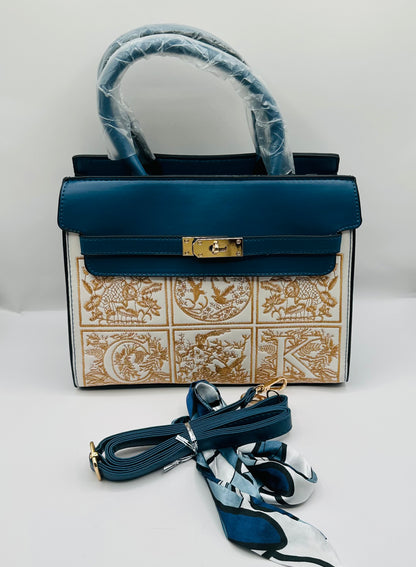 Melanie embroider leather handbag