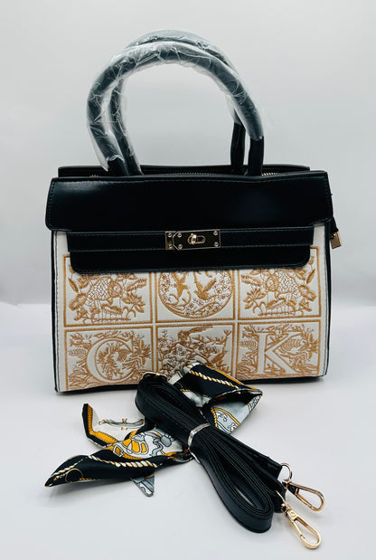 Melanie embroider leather handbag