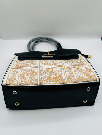 Melanie embroider leather handbag
