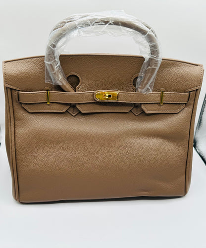 Affordable grain cowhide leather handbag