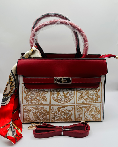 Melanie embroider leather handbag