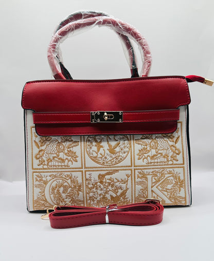 Melanie embroider leather handbag