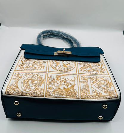 Melanie embroider leather handbag